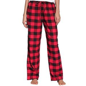 Women's 100% Cotton Super Soft Flannel Red Plaid Pajama/Lounge Pants Large